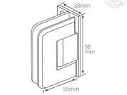 Indicative image of the product bevelled 90 degree glass to wall shower hinge in a matt black finish